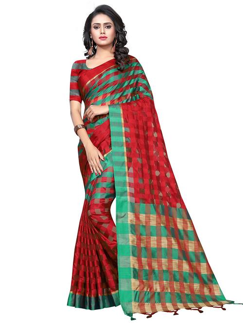 tassels detailed kota doria saree with blouse - 18488697 - Very Small Image - 1
