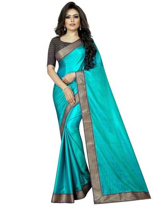 lace bordered solid saree with blouse - 18488751 - Very Small Image - 1