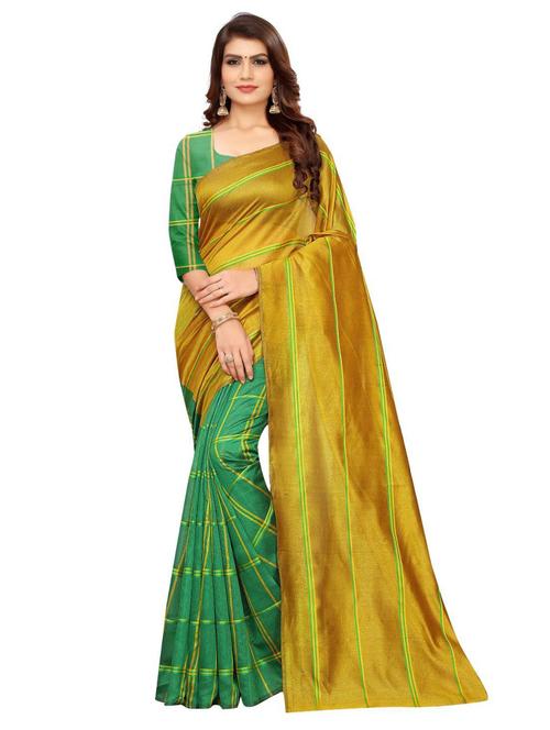 half & half checkered saree with blouse - 18488795 - Very Small Image - 1