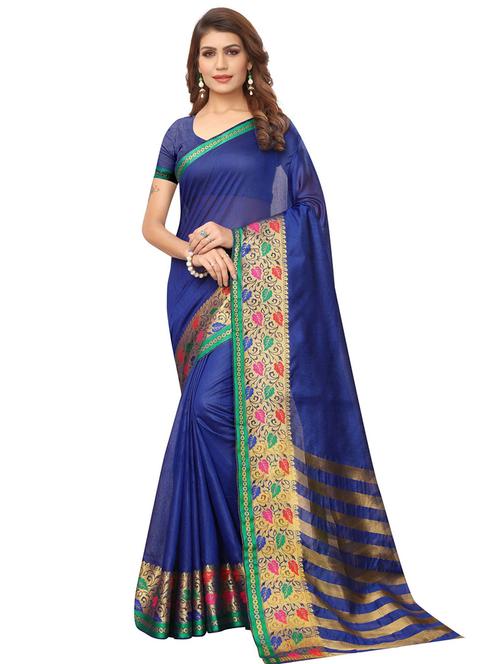 golden bordered solid saree - 18488860 - Very Small Image - 1