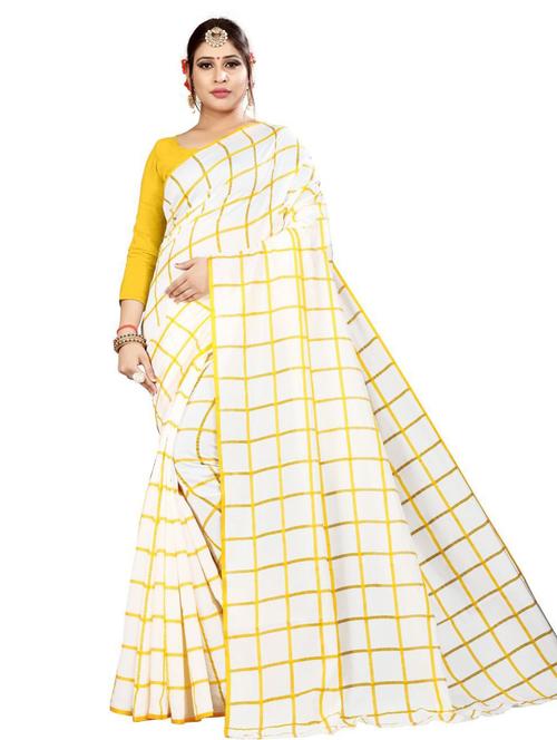checkered printed saree with blouse - 18488982 - Very Small Image - 1