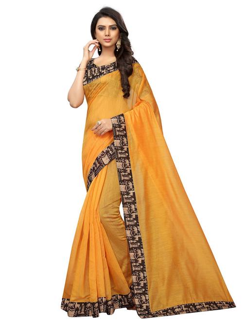 lace detailed printed saree with blouse - 18488988 - Very Small Image - 1