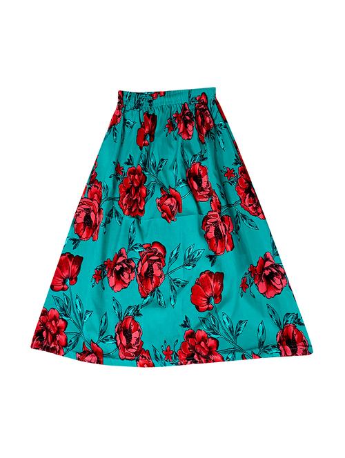 girls turquoise blue floral skirt - 18491000 - Very Small Image - 1