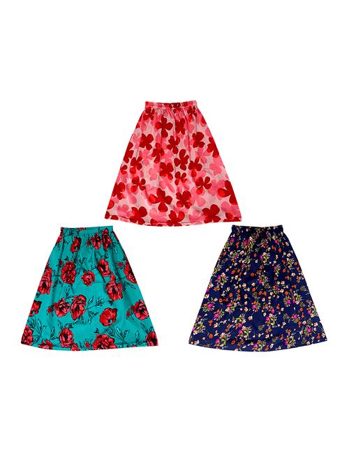 girls pack of 3 floral flared skirt - 18491045 - Very Small Image - 1