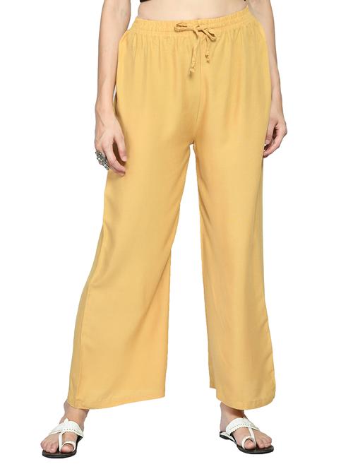 yellow solid straight palazzo - 18491477 - Very Small Image - 1