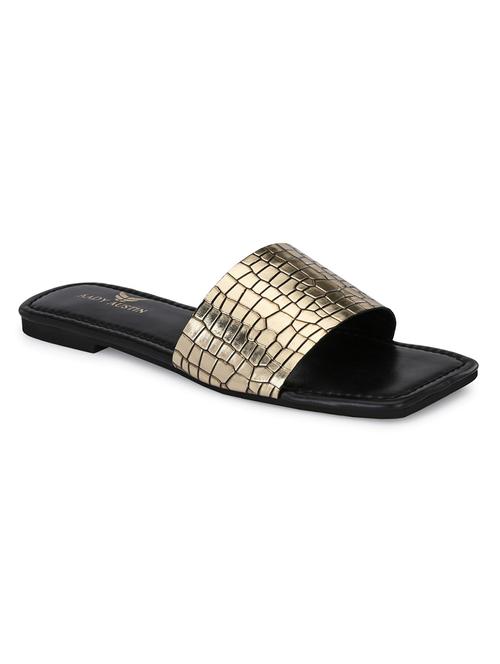 women gold slip on sandal - 18492189 - Very Small Image - 1