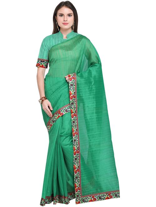 solid bordered saree - 18492281 - Very Small Image - 1