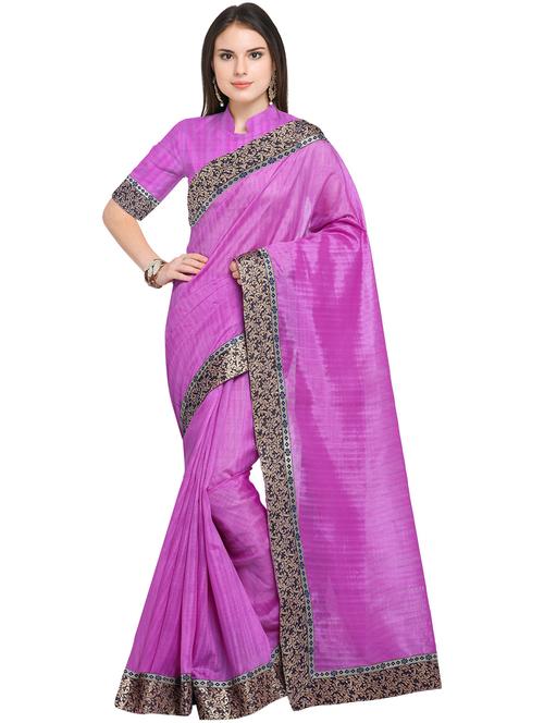 lace bordered plain saree with blouse - 18492288 - Very Small Image - 1