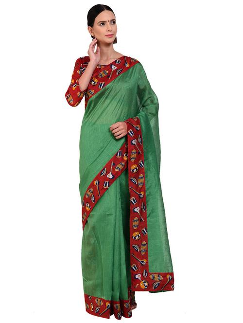 lace bordered plain saree with blouse - 18492295 - Very Small Image - 1