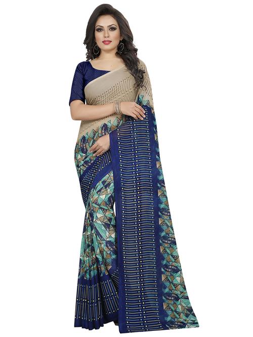 geometric printed saree with blouse - 18492307 - Very Small Image - 1