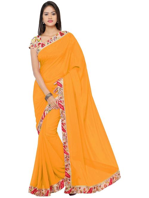 lace bordered plain saree with blouse - 18492317 - Very Small Image - 1