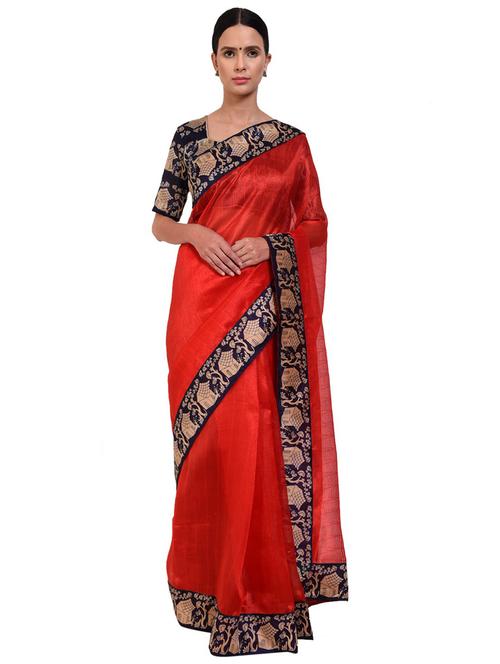 lace bordered plain saree - 18492334 - Very Small Image - 1