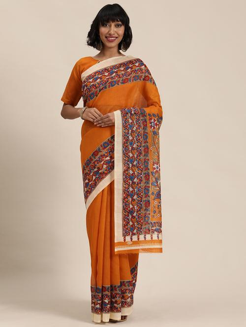 floral printed saree with blouse - 18492418 - Very Small Image - 1