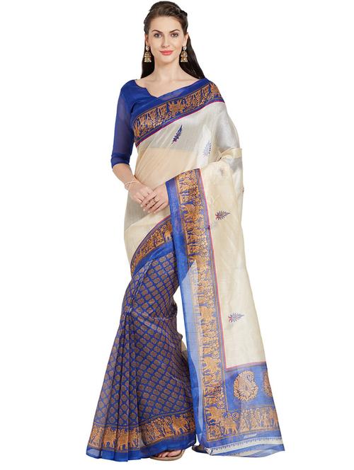 printed half and half saree with blouse - 18492433 - Very Small Image - 1