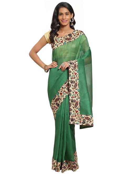 lace bordered plain saree with blouse - 18492435 - Very Small Image - 1