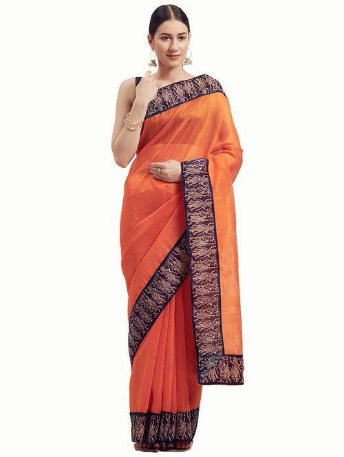 solid bordered saree with blouse - 18492525 - Very Small Image - 1