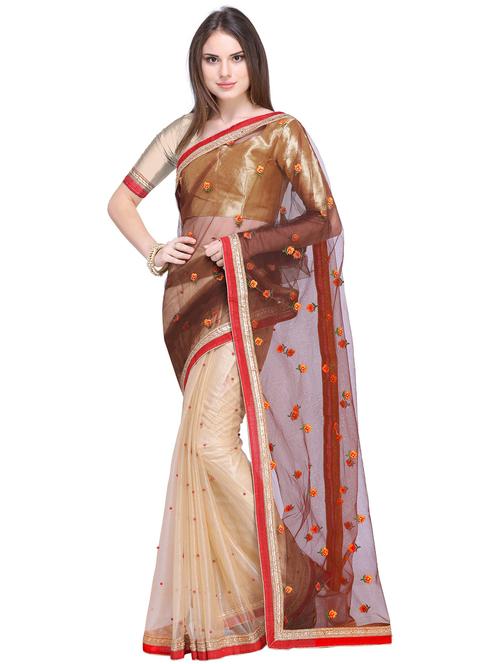 floral half & half saree with blouse - 18492553 - Very Small Image - 1