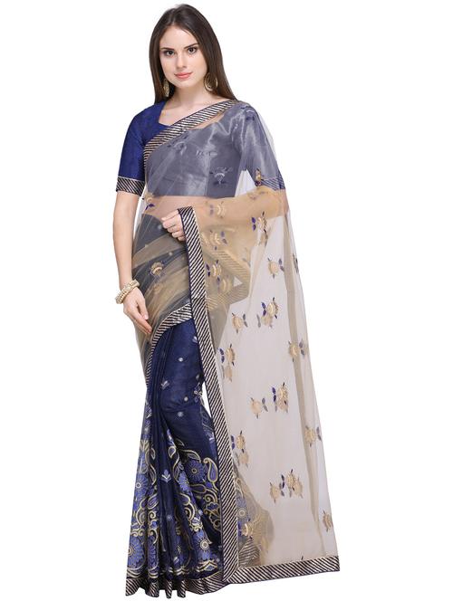embroidered half & half saree - 18492588 - Very Small Image - 1