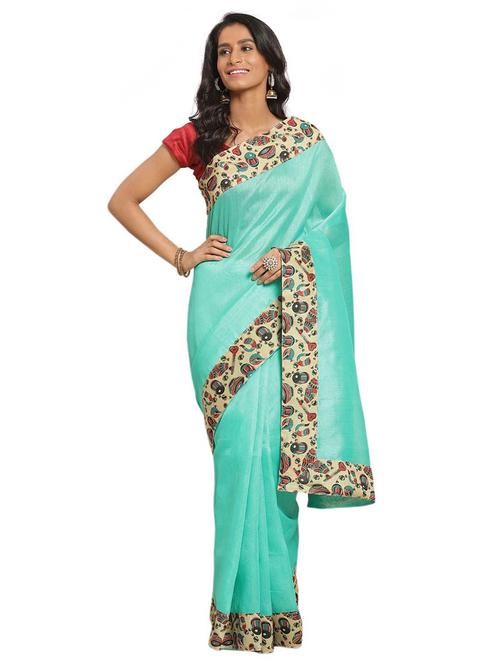 printed lace solid saree - 18492662 - Very Small Image - 1