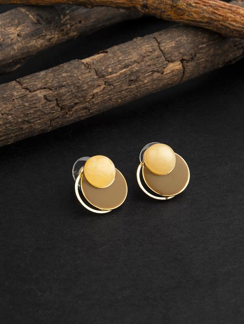 contemporary gold toned with brown beads stud earring - 18498448 - Very Small Image - 1