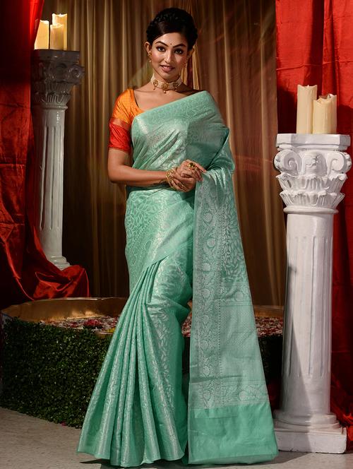 self design woven saree with blouse - 18499184 - Very Small Image - 1