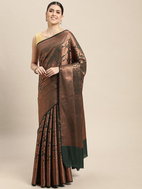 self design woven saree with blouse - 18499227 - Very Small Image - 1