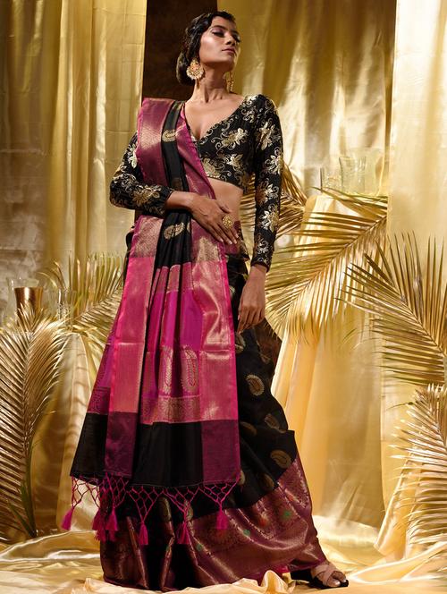 tassels detailed woven saree - 18499265 - Very Small Image - 1