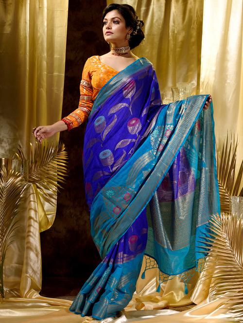 tassels detailed woven saree - 18499286 - Very Small Image - 1