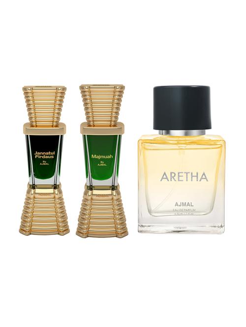 ajmal jannatul firdaus and majmua concentrated perfume 10ml each for unisex and aretha edp 50 ml for women ( pack of 3) - 18499619 - Very Small Image - 1
