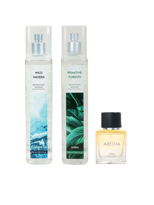 ajmal wild waters & primitive forests edt combo pack of 2 each 250ml and aretha edp 50 ml for women (total 550ml) for unisex - 18499626 - Very Small Image - 1