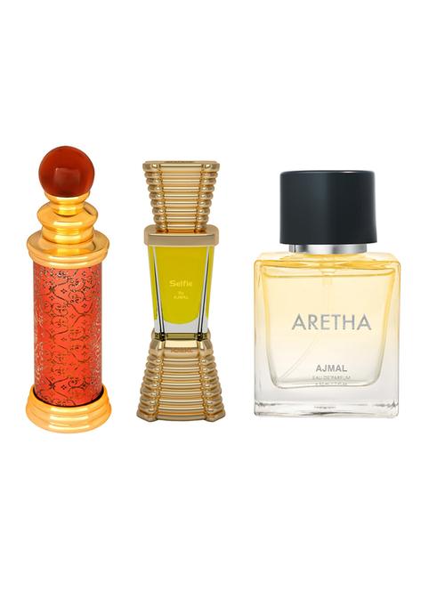 ajmal classic oud concentrated perfume 10ml for unisex and selfie cp 10ml for men and aretha edp 50 ml for women - 18499678 - Very Small Image - 1