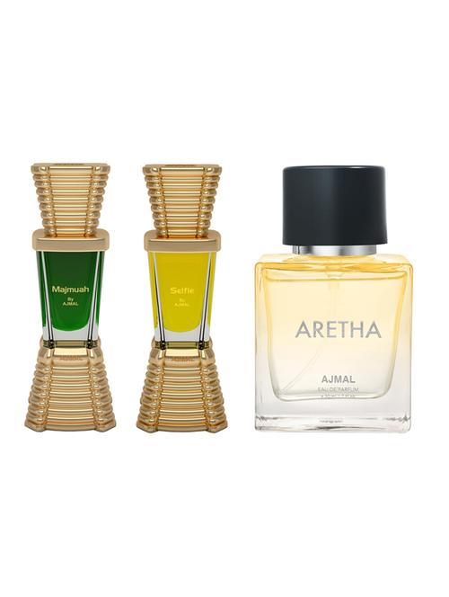 ajmal selfie concentrated perfume 10ml for men and majmua cp 10ml for unisex and aretha edp 50 ml for women - 18499682 - Very Small Image - 1
