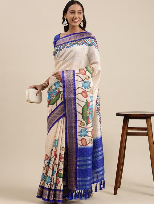 tassels detailed woven saree with blouse - 18499985 - Very Small Image - 1