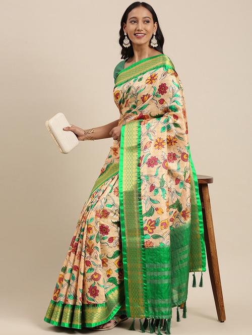 tassels detailed woven saree with blouse - 18499988 - Very Small Image - 1
