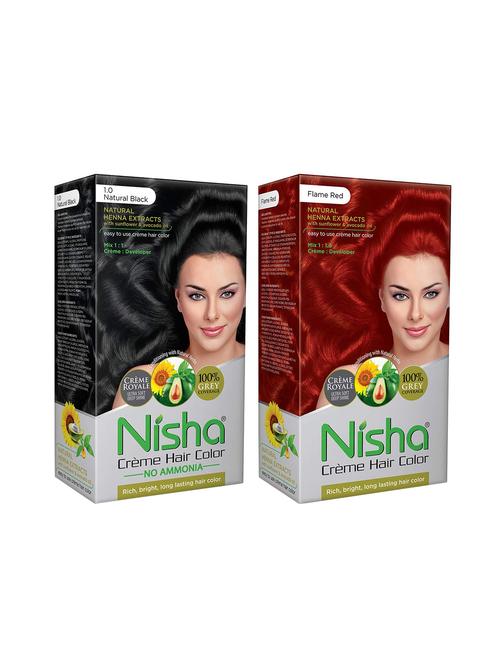 nisha creme hair color (natural black & flame red) - 18500025 - Very Small Image - 1