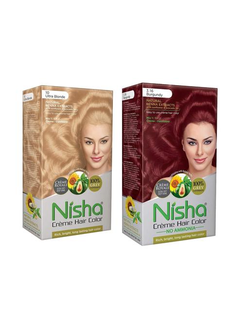 nisha creme hair color (ultra blonde & burgundy) - 18500031 - Very Small Image - 1