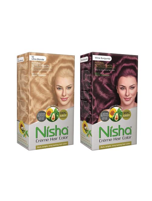 nisha creme hair color (ultra blonde & wine burgundy) - 18500038 - Very Small Image - 1
