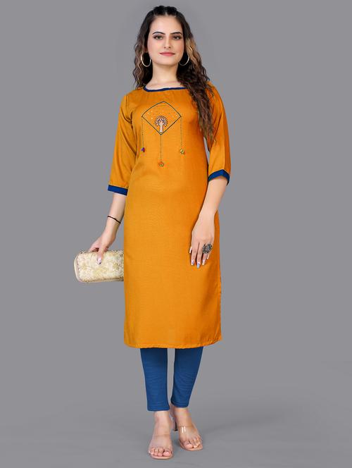 embroidered straight kurta - 18500056 - Very Small Image - 1