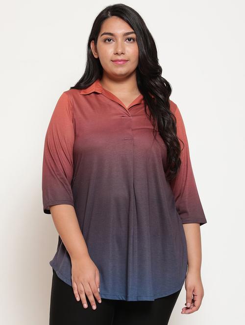 ombre plus size regular shirt - 18500204 - Very Small Image - 1