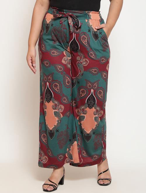 tie front printed plus trouser - 18500207 - Very Small Image - 1