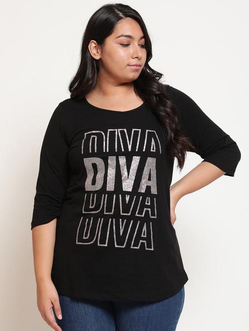 typographic plus size regular tee - 18500230 - Very Small Image - 1