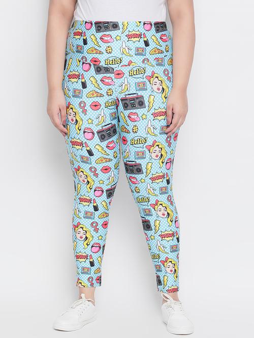 high rise pop art printed plus size jegging - 18500263 - Very Small Image - 1