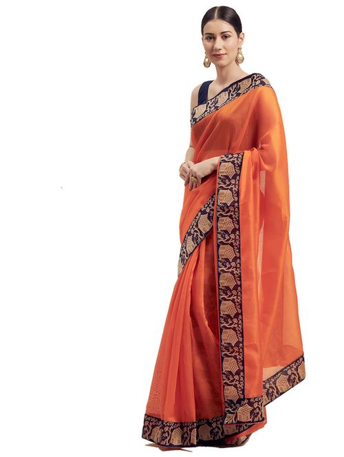 lace bordered solid saree - 18500341 - Very Small Image - 1