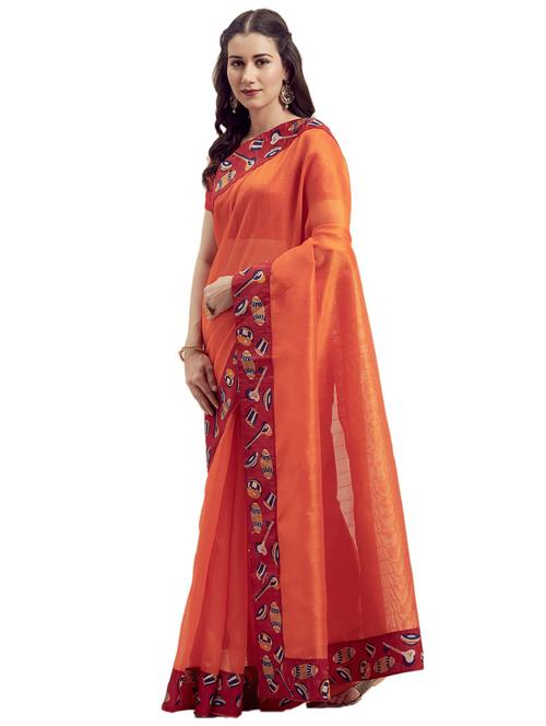lace bordered solid saree - 18500422 - Very Small Image - 1