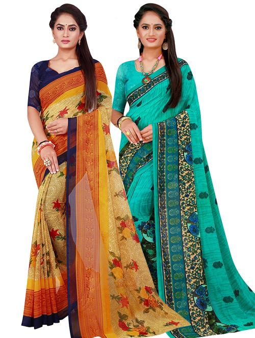 women's saree combo with blouse - 18500486 - Very Small Image - 1