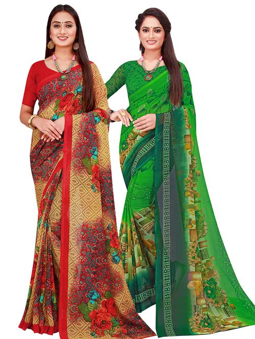 pack of 2 printed sarees - 18500519 - Very Small Image - 1