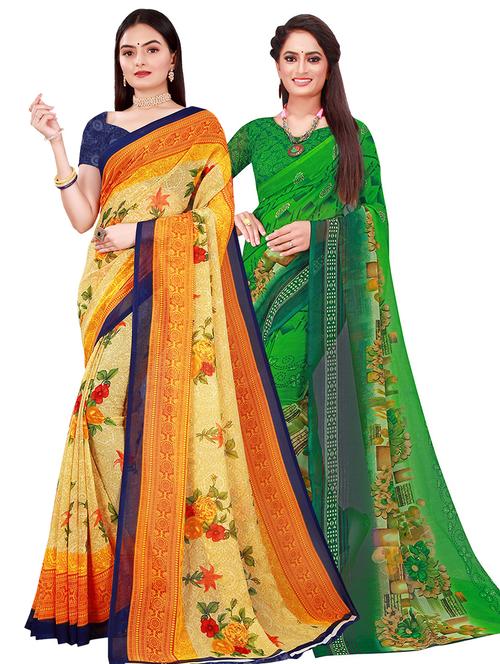 women's saree combo with blouse - 18500520 - Very Small Image - 1