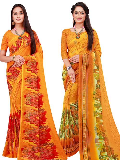 pack of 2 printed sarees - 18500660 - Very Small Image - 1