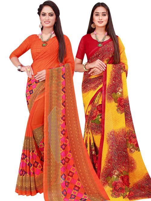 pack of 2 printed sarees - 18500757 - Very Small Image - 1