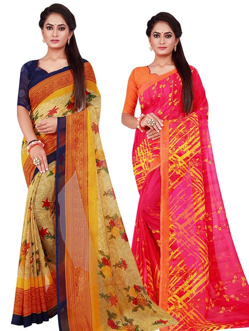 pack of 2 printed sarees - 18500771 - Very Small Image - 1